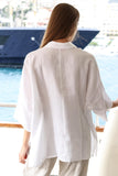 THE WHITE LINEN QUATER LENGTH CHEMISE