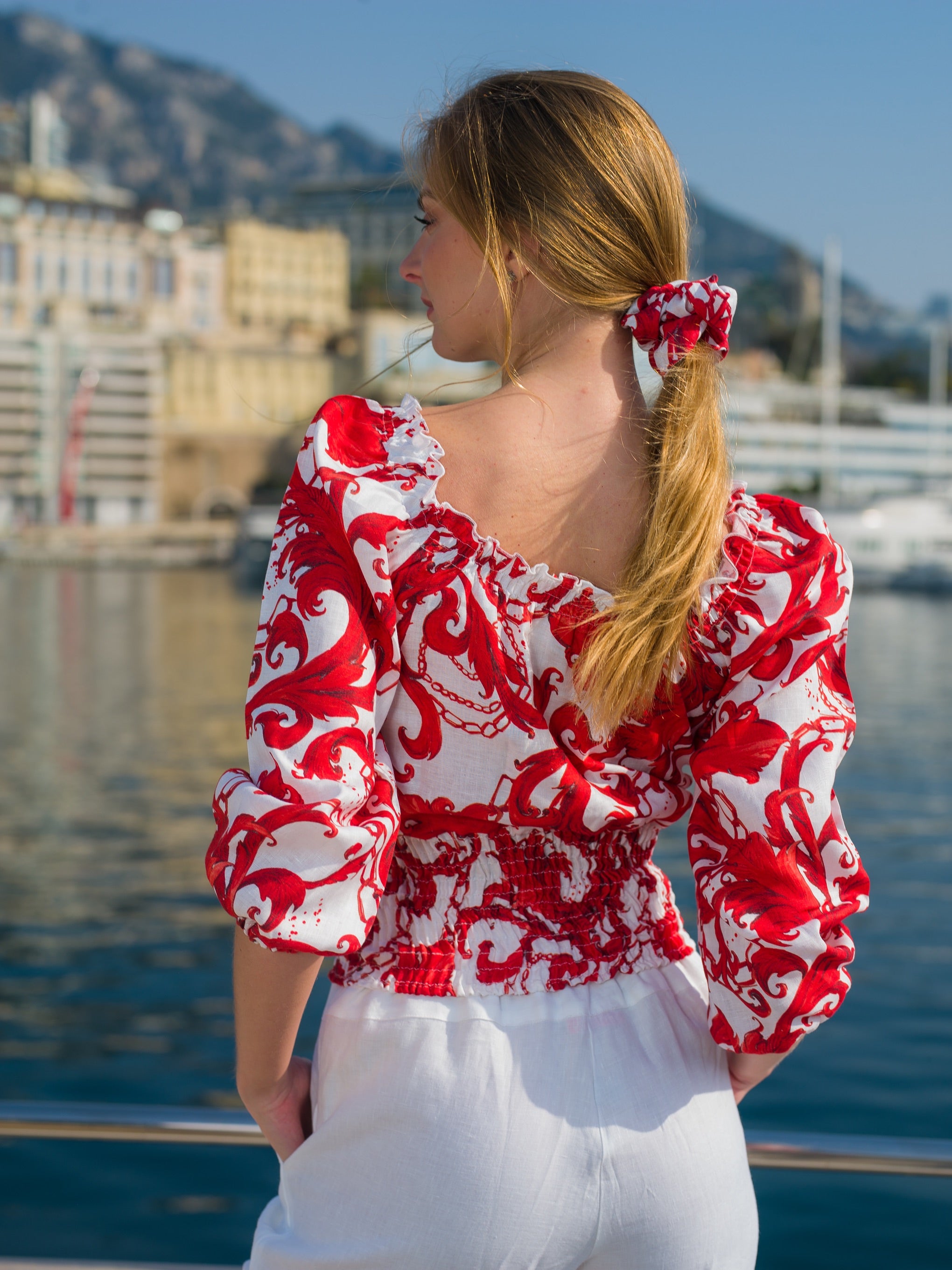THE ST BARTHS RED ST TROPEZ LONG SLEEVE TOP